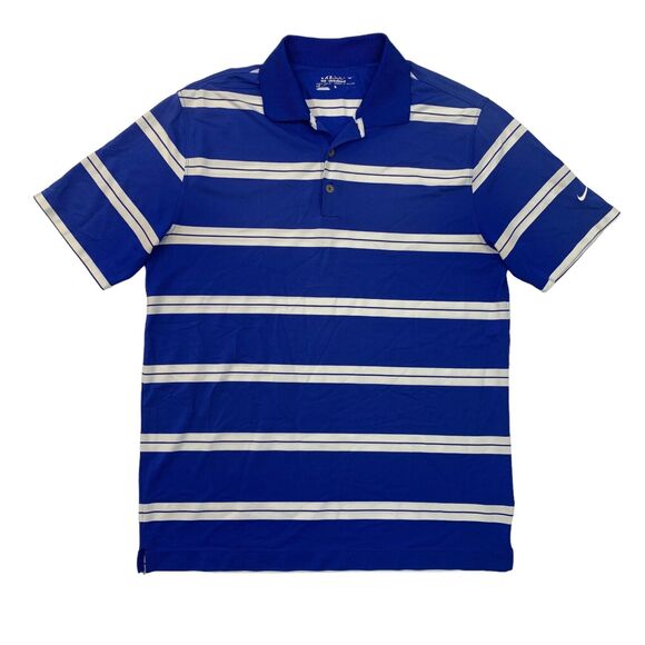 Nike Polo Shirt Mens L Surf Golf Tour Performance Dri Fit Striped Moisture Wick - Picture 1 of 11